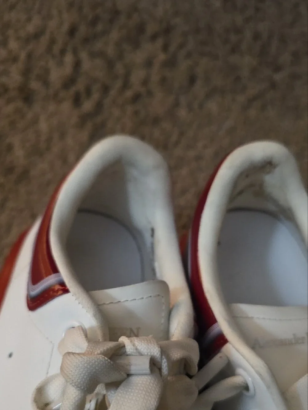 Alexander McQueen Kids White Sneakers with Red Trim
